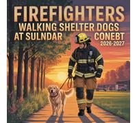 Firefighters Walking Shelter Dogs at Sunset Calendar 2026-2027: Golden-hour walks as firefighters stroll shelter dogs into a brighter future.