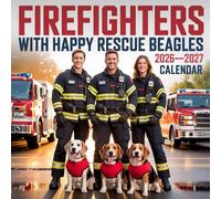 Firefighters with Happy Rescue Beagles Calendar 2026-2027: Rescued dogs of all sizes relaxing with the firefighters who care for them.