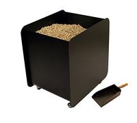 FIREFIX 831 Pellet - Contenitore per raccolta su ruote con pala, in acciaio laccato nero, 500 x 400 x 540 mm (L x P x A)
