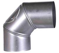 FIREFIX A130/BU FAL - Arco Regolabile Fino a 90°, con Porta per la Pulizia, Tubi in lamiera d'Acciaio ø 130 mm, Spessore 0,6 mm, scanalatura Interna, Lunghezza saldata al Laser, Argento