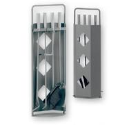 FIREFIX K2402 - Set di attrezzi da camino, 5 pezzi, 230 x 140 x 660 mm (larghezza x profondità x altezza), posate e supporto laccato, manici in acciaio INOX
