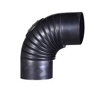 FIREFIX O130/BT - Placca a Gomito 90°, Rigida, con Porta per la Pulizia, ø 130 mm, in lamiera d'Acciaio, Spessore 0,6 mm, scanalata, Lunghezza saldata al Laser