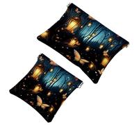 Fireflies-1640 - Trousse per cosmetici, impermeabile, portatile, senza cerniera, 2 pezzi, Multicolore 04, A：7.1x5.8in/18x14.8cm，B:4.7x4.5in/12x11.5cm