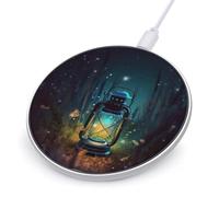 Fireflies and Lantern - Caricabatterie wireless da 10 W, certificato Qi, con cavo USB e indicatore LED, stazione di ricarica portatile per tutti i telefoni abilitati Qi