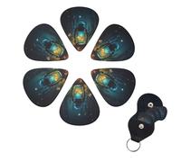 Fireflies and Lantern - Confezione da 6 plettri per chitarra in celluloide di spessore diverso, con supporto per plettro, per chitarra acustica, chitarra elettrica, basso, ukulele