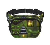 Fireflies and Lantern - Marsupio con cerniera, borsa a tracolla con tracolla regolabile per jogging, ciclismo, Nero , Taglia unica