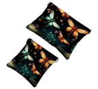 Fireflies at Night-1739 - Trousse per cosmetici, impermeabile, portatile, senza cerniera, 2 pezzi, Multicolore 06, A：7.1x5.8in/18x14.8cm，B:4.7x4.5in/12x11.5cm