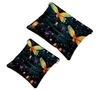 Fireflies at Night-1739 - Trousse per cosmetici, impermeabile, portatile, senza cerniera, 2 pezzi, Multicolore 01, A：7.1x5.8in/18x14.8cm，B:4.7x4.5in/12x11.5cm