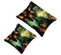 Fireflies at Night-1750 - 2 sacchetti impermeabili per trucchi, portatili, idea regalo da donna, Multicolore 07, A：7.1x5.8in/18x14.8cm，B:4.7x4.5in/12x11.5cm