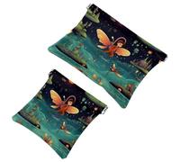 Fireflies at Night-1750 - 2 sacchetti impermeabili per trucchi, portatili, idea regalo da donna, Multicolore 03, A：7.1x5.8in/18x14.8cm，B:4.7x4.5in/12x11.5cm