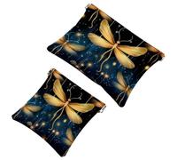 Fireflies at Night-1772 - Trousse per cosmetici, impermeabile, portatile, senza cerniera, 2 pezzi, Multicolore 10., A：7.1x5.8in/18x14.8cm，B:4.7x4.5in/12x11.5cm
