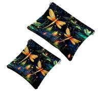 Fireflies at Night-1772 - Trousse per cosmetici, impermeabile, portatile, senza cerniera, 2 pezzi, Multicolore 01, A：7.1x5.8in/18x14.8cm，B:4.7x4.5in/12x11.5cm