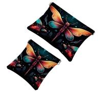 Fireflies at Night-1783 - Astuccio impermeabile per il trucco, portatile, idea regalo per donne, 2 pezzi, Multicolore 04, A：7.1x5.8in/18x14.8cm，B:4.7x4.5in/12x11.5cm