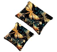 Fireflies at Night-1783 - Astuccio impermeabile per il trucco, portatile, idea regalo per donne, 2 pezzi, Multicolore 06, A:7.1x5.8in/18x14.8cm,B:4.7x4.5in/12x11.5cm