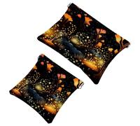 Fireflies at Night-1783 - Astuccio impermeabile per il trucco, portatile, idea regalo per donne, 2 pezzi, Multicolore 07, A:7.1x5.8in/18x14.8cm,B:4.7x4.5in/12x11.5cm
