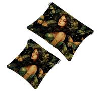 Fireflies at Night-1783 - Astuccio impermeabile per il trucco, portatile, idea regalo per donne, 2 pezzi, Multicolore 02, A:7.1x5.8in/18x14.8cm,B:4.7x4.5in/12x11.5cm