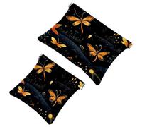Fireflies at Night-1805 - Trousse per cosmetici, impermeabile, portatile, senza cerniera, 2 pezzi, Multicolore 07, A:7.1x5.8in/18x14.8cm,B:4.7x4.5in/12x11.5cm