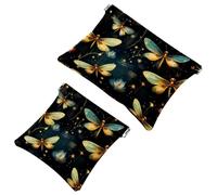 Fireflies at Night-1805 - Trousse per cosmetici, impermeabile, portatile, senza cerniera, 2 pezzi, Multicolore 10., A：7.1x5.8in/18x14.8cm，B:4.7x4.5in/12x11.5cm