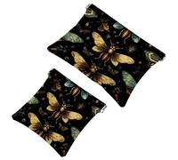 Fireflies at Night-1805 - Trousse per cosmetici, impermeabile, portatile, senza cerniera, 2 pezzi, Multicolore 08, A:7.1x5.8in/18x14.8cm,B:4.7x4.5in/12x11.5cm