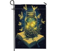 Fireflies in Jar Bandiere da giardino 30,5 x 45,7 cm su entrambi i lati per decorazioni esterne, bandiera magica psichedelica per la casa, in tela, piccola bandiera da giardino per esterni