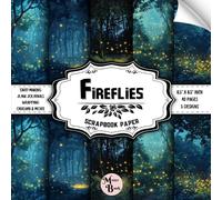 Fireflies Scrapbook Paper: Double Sided Sheets | Firefly Forest Theme for Junk Journals, Origami, Collage, and Various DIY Craft Projects | 8.5" x 8.5" (21.59 x 21.59 cm)