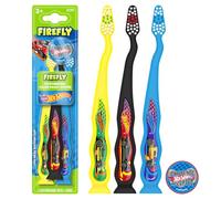 Firefly Hot Wheels - Spazzolino da denti con setole morbide per bambini dai 3 anni in su, 3 ct