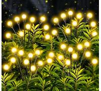 Firefly - Lampade solari per esterni da giardino, 4 pezzi, 10 LED, luce solare, luce bianca calda, IP65, impermeabile, 2 modalità Firefly, luce solare, luci da giardino, decorazione per sentieri,