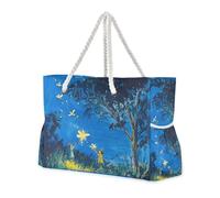 Firefly Lighting Up Summer Night_54083_2 Borse da viaggio da donna a prova di sabbia con cerniera borse per donne Tote con portabicchieri sul lato