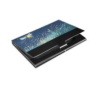 Firefly Lighting Up The Summer Night Slim porta biglietti da visita organizer con porta carte in pelle e acciaio inossidabile moderno per riunioni di lavoro