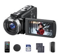 FIREFOTO Videocamera 4K, 42MP Vlog Camera con Zoom Digitale 18x e Display Rotabile 3 Pollici 270° - Videocamera Digitale con Luce LED, Funzione Webcam, 2 Batterie, Scheda SD 32GB e Telecomando