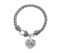 Firefox Bracciale in pelle a forma di cuore, con strass, per la mamma, per insegnante, per la famiglia, per il compleanno, per la nonna, per l'amore, per la figlia, per gli amici e le f, Taglia unica