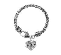 Firefox Bracciale in pelle a forma di cuore, con strass, per la mamma, per insegnante, per la famiglia, per il compleanno, per la nonna, per l'amore, per la figlia, per gli amici e le f, Taglia unica