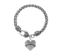 Firefox Bracciale in pelle a forma di cuore, con strass, per la mamma, per insegnante, per la famiglia, per il compleanno, per la nonna, per l'amore, per la figlia, per gli amici e le f, Taglia unica
