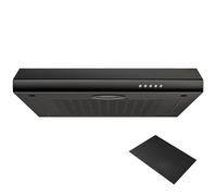 FIREGAS Cappa Aspirante 60 cm, Alta Efficienza, Design Moderno, Luce LED, Risparmio Energetico e Ricircolo,Cappa Cucina,Cappa Aspirante 60 cm Sottopensile,Nero