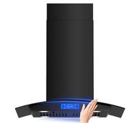 FIREGAS Cappa da cucina Black Island, 700 CFM, montaggio a soffitto, con controllo touch e gesto, ventola a 3 velocità, luci LED, cappa di sfiato convertibile senza condotti