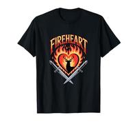 Fireheart Fantasy Warrior Cuore Fiamma Cervo Romantasy Fantasy Maglietta
