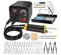 FIRElood Strumento per bruciare il legno, kit bruciatore a legna penna 200 ~ 750 ℃, kit per bruciare il legno con termometro digitale temperatura regolabile, 2 penne pirografiche a legna, 36 punte per