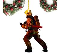 Fireman Appeso Ornamenti | Albero di Natale Pompiere in Acrilico Ornamenti Appesi | 2D a Un lato di Natale Forniture per feste Appese
