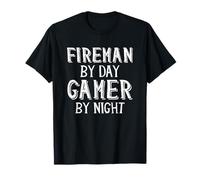 Fireman By Day Gamer By Night Attrezzatura Professionale Vigile del Fuoco Maglietta