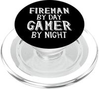 Fireman By Day Gamer By Night Attrezzatura professionale Vigile del fuoco PopSockets PopGrip per MagSafe