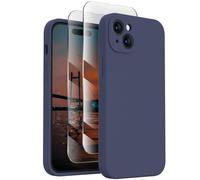 FireNova Designed for iPhone 15 Case, Silicone Upgraded [Camera Protection] Phone Case with [2 Screen Protectors], Soft Anti-Scratch Microfiber Lining Inside, 6.1 inch, Navy blue