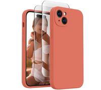 FireNova Designed for iPhone 15 Case, Silicone Upgraded [Camera Protection] Phone Case with [2 Screen Protectors], Soft Anti-Scratch Microfiber Lining Inside, 6.1 inch, Pink Pomelo