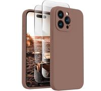 FireNova Designed for iPhone 15 Pro Max Case, Silicone Upgraded [Camera Protection] Phone Case with [2 Screen Protectors], Soft Anti-Scratch Microfiber Lining Inside, 6.7 inch, Light Brown