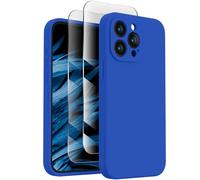 FireNova Designed for iPhone 15 Pro Max Case, Silicone Upgraded [Camera Protection] Phone Case with [2 Screen Protectors], Soft Anti-Scratch Microfiber Lining Inside, 6.7 inch, Klein Blue