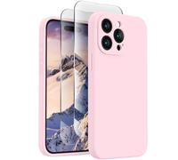 FireNova Designed for iPhone 15 Pro Max Case, Silicone Upgraded [Camera Protection] Phone Case with [2 Screen Protectors], Soft Anti-Scratch Microfiber Lining Inside, 6.7 inch, Chalk Pink