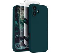 FireNova Designed for iPhone 16 Case, Silicone Upgraded [Camera Protection] Phone Case with [2 Screen Protectors], Soft Anti-Scratch Microfiber Lining Inside, 6.1 inch, Teal