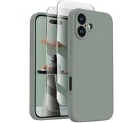 FireNova Designed for iPhone 16 Case, Silicone Upgraded [Camera Protection] Phone Case with [2 Screen Protectors], Soft Anti-Scratch Microfiber Lining Inside, 6.1 inch, Calke Green