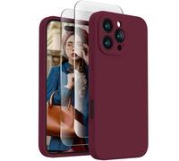 FireNova Designed for iPhone 16 Pro Case, Silicone Upgraded [Camera Protection] Phone Case with [2 Screen Protectors], Soft Anti-Scratch Microfiber Lining Inside, 2024, Plum