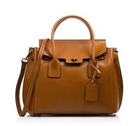 FIRENZE ARTEGIANI Borsa donna vera pelle.Borsa cuoio genuine Pamelato lusso.Manici e chuisura di design. Borsa TOTE.Borsa Shopper donna Made in ITALY. VERA PELLE ITALIANA 28x17,5x8 cm. Colore: CUOIO