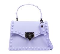 FIRENZE ARTEGIANI Libellula. Borsa tote mini, in pvc con incisione borchie. Chiusura con design snocciolato. 20 x 7,5 x 15 cm. Colore: viola chiaro, Luce viola, Utility